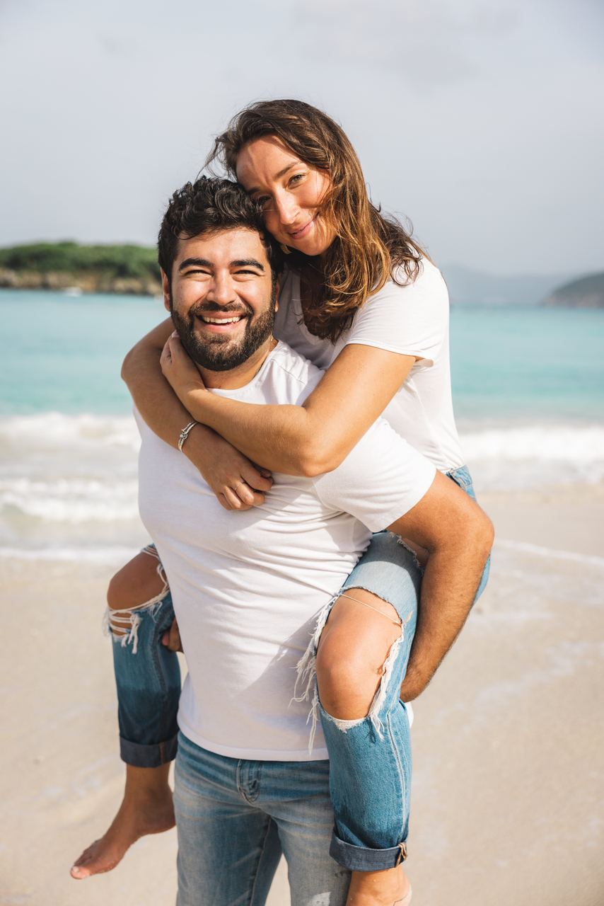 Couple portrait session on a Virgin Islands beach