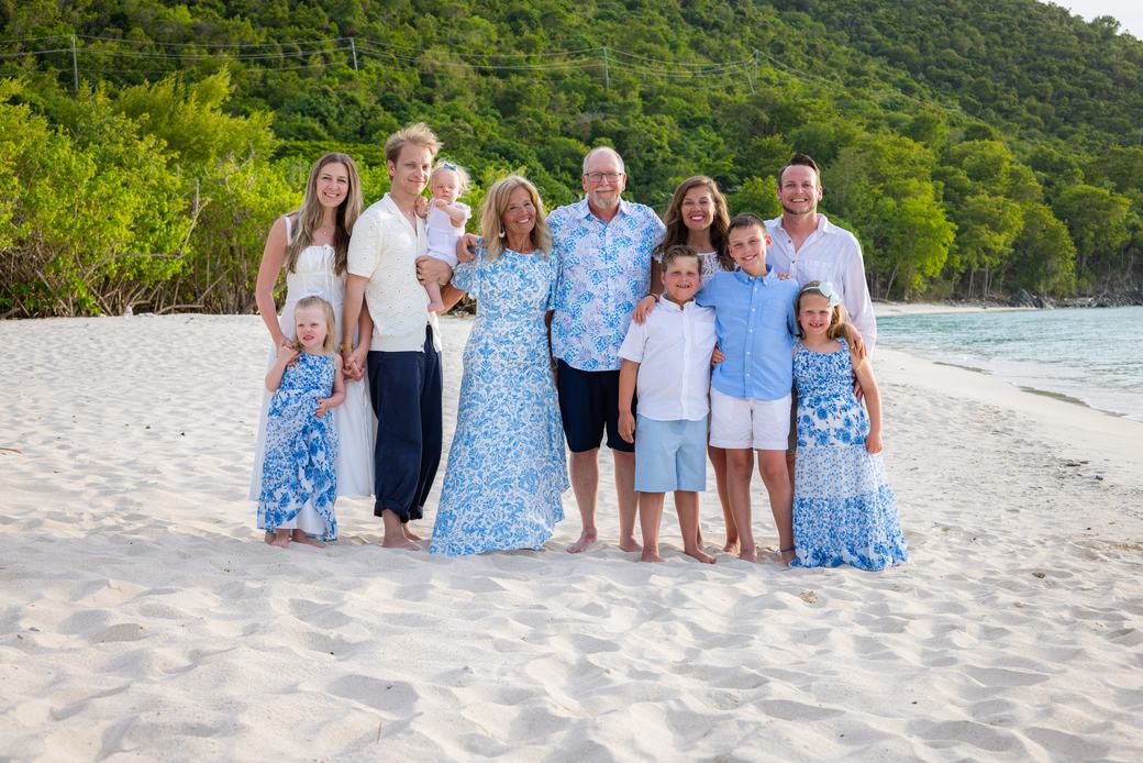 Three generations together on the beach
