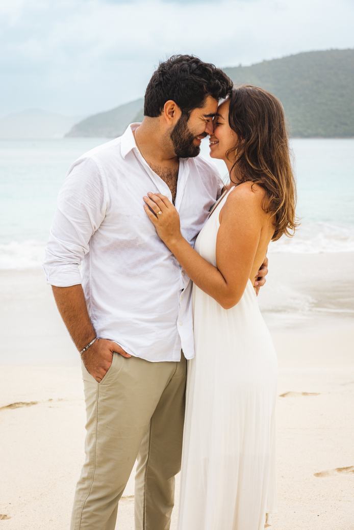 Couple forehead to forehead on the beach