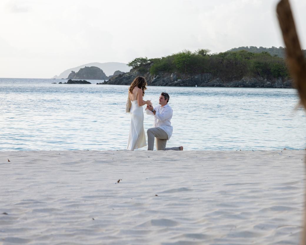 A beach proposal in the Virgin Islands