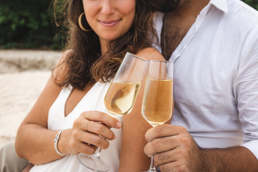 A champagne toast, engagement detail