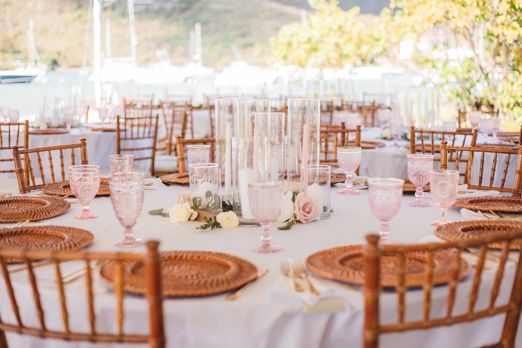 Waterfront wedding reception details