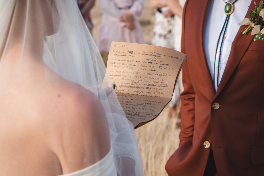 Handwritten wedding vows, a quiet detail